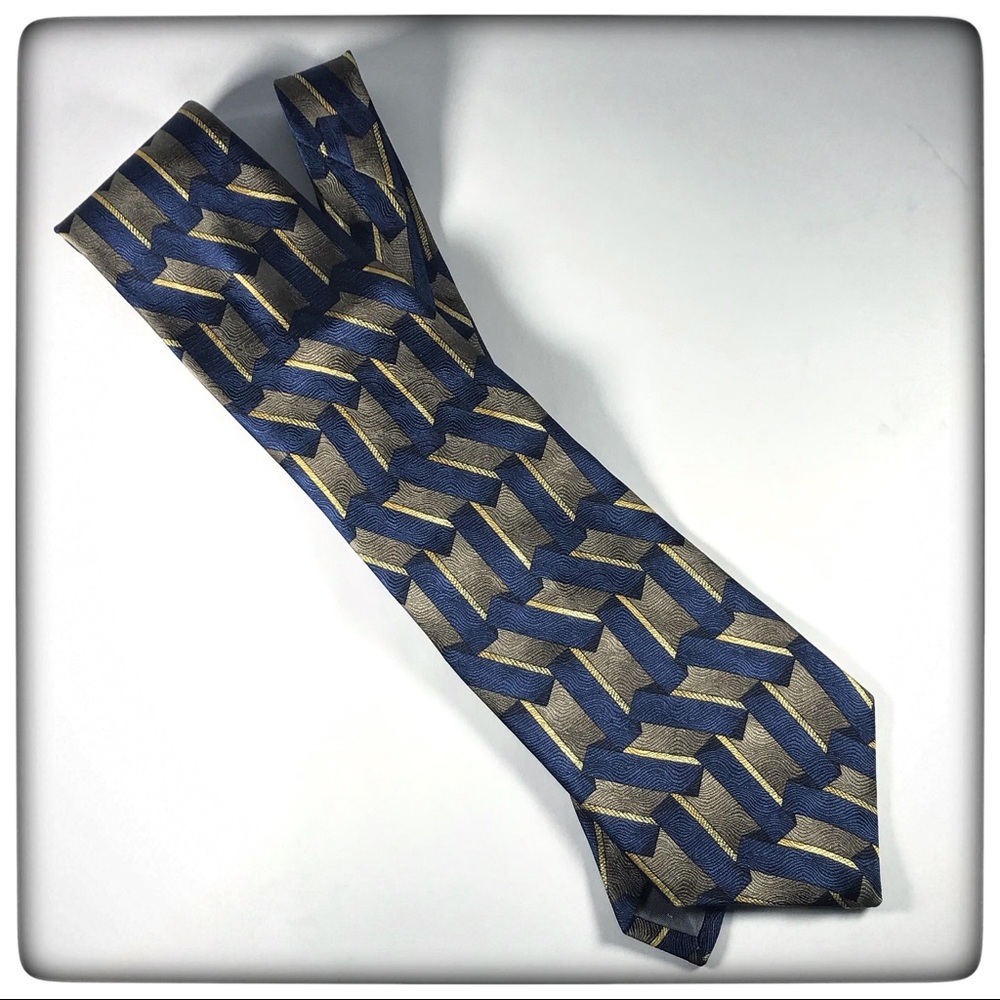 Albert Nipon Necktie Imported Silk Blue Gold NWT